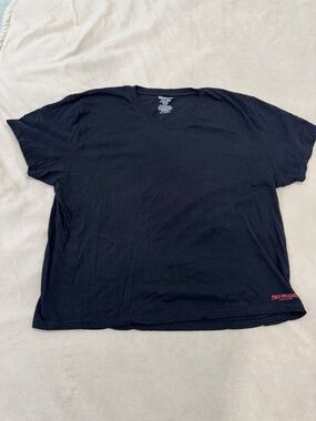 True Religion Black V-Neck Short Sleeve T-Shirt 100% Cotton